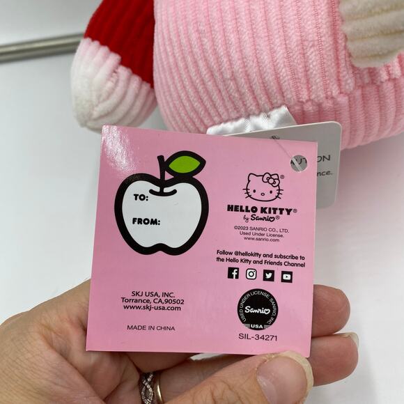 Hello Kitty Sanrio Classic Pose Pink Terry Cloth Ribbed Fabric Plush NEW - Picture 3 of 4